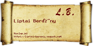 Liptai Berény névjegykártya